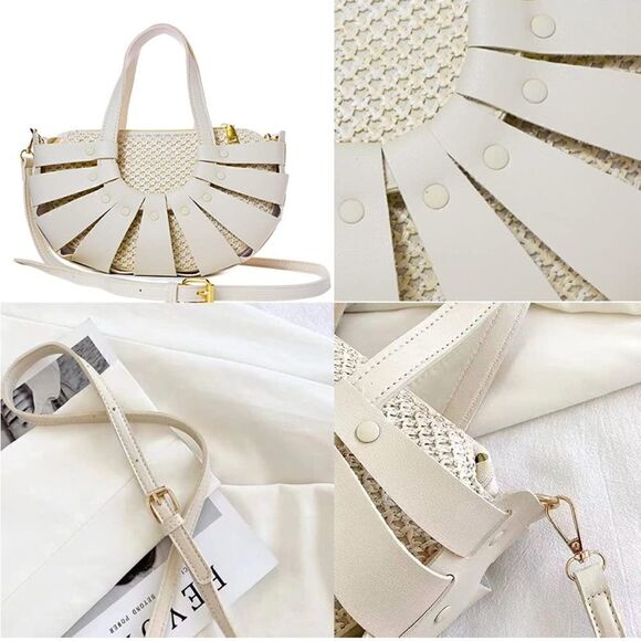 NEW Semi-Circle Straw Woven Bag - Picture 7 of 10